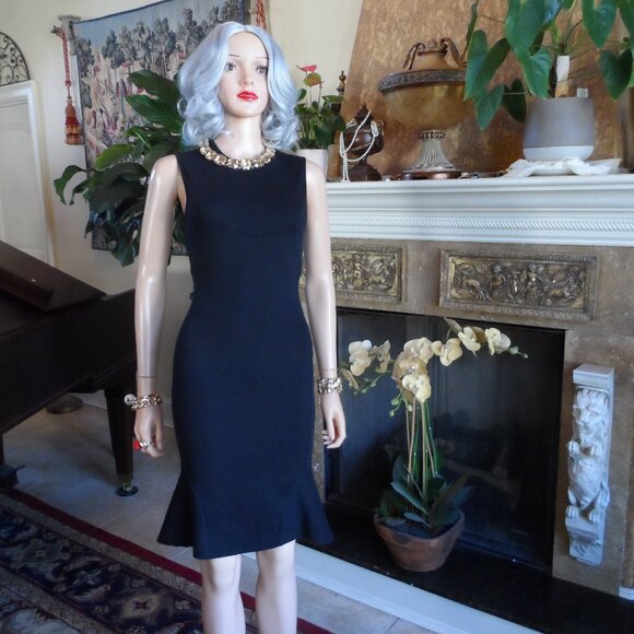 Stella McCartney Black Sheath Dress w/Flounce Hemline Detail Size IT 38 US 2 - Picture 1 of 16